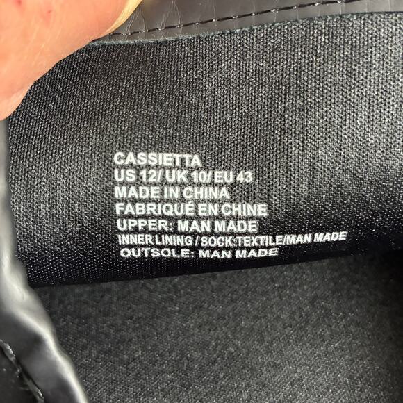 JUSTFAB CASSIETTA LUG SOLE TALL RAIN BOOTS Wm Size 12 Black Faux Leather - Picture 6 of 7